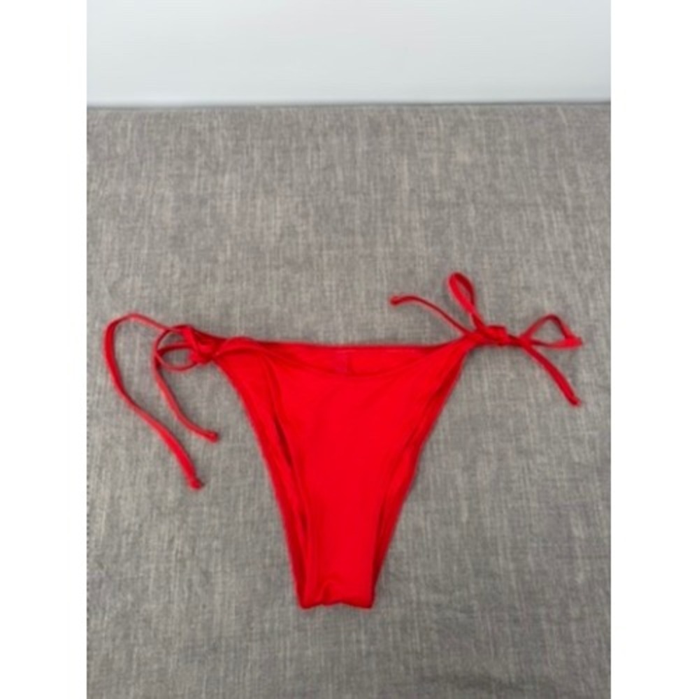 SKIMS Recycled Swim Dippy Tie Bikini Bottoms Ruby Red Size S Small NWT